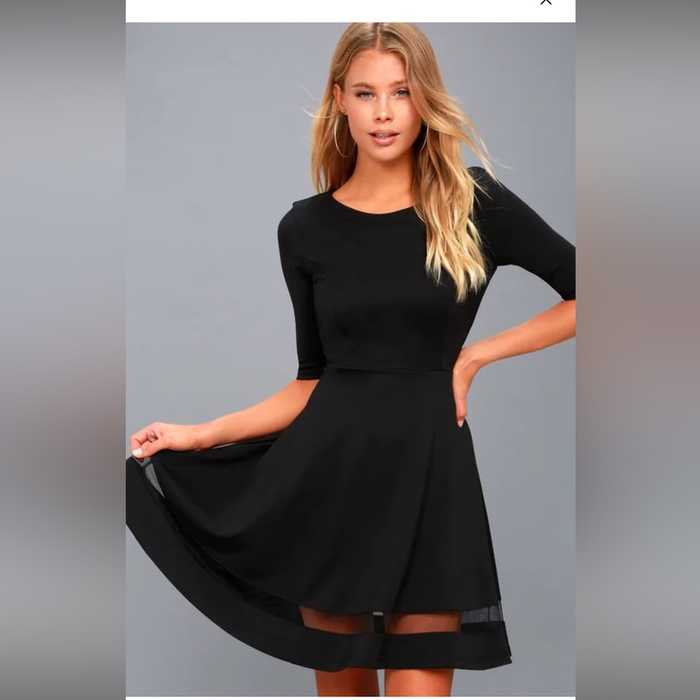 NWT Lulu’s SHEER FACTOR BLACK MESH SKATER DRESS size M